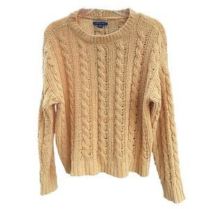 American Eagle Mustard Cable Knit Sweater